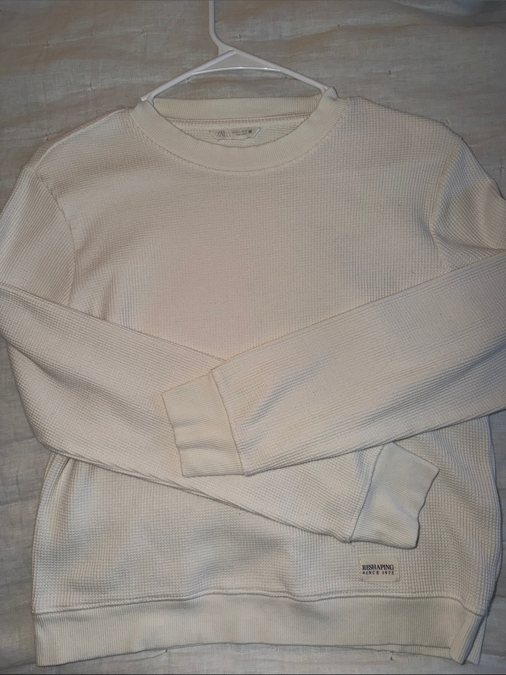 Cream Thermal Crewneck Sweater